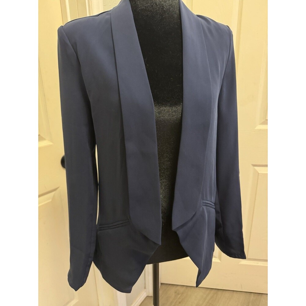 Lulus Blue Open Front Blazer Jacket XS Short Lightweight Pockets Long Sleeve